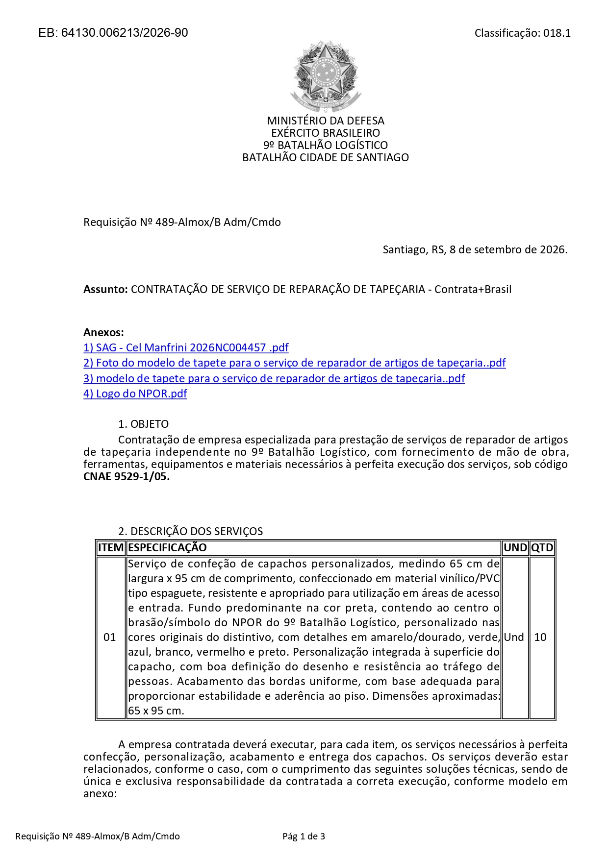 REPARADOR (A) DE ARTIGOS DE TAPEÇARIA